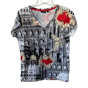 Onque Size L Dome Bling V Neck T-Shirt